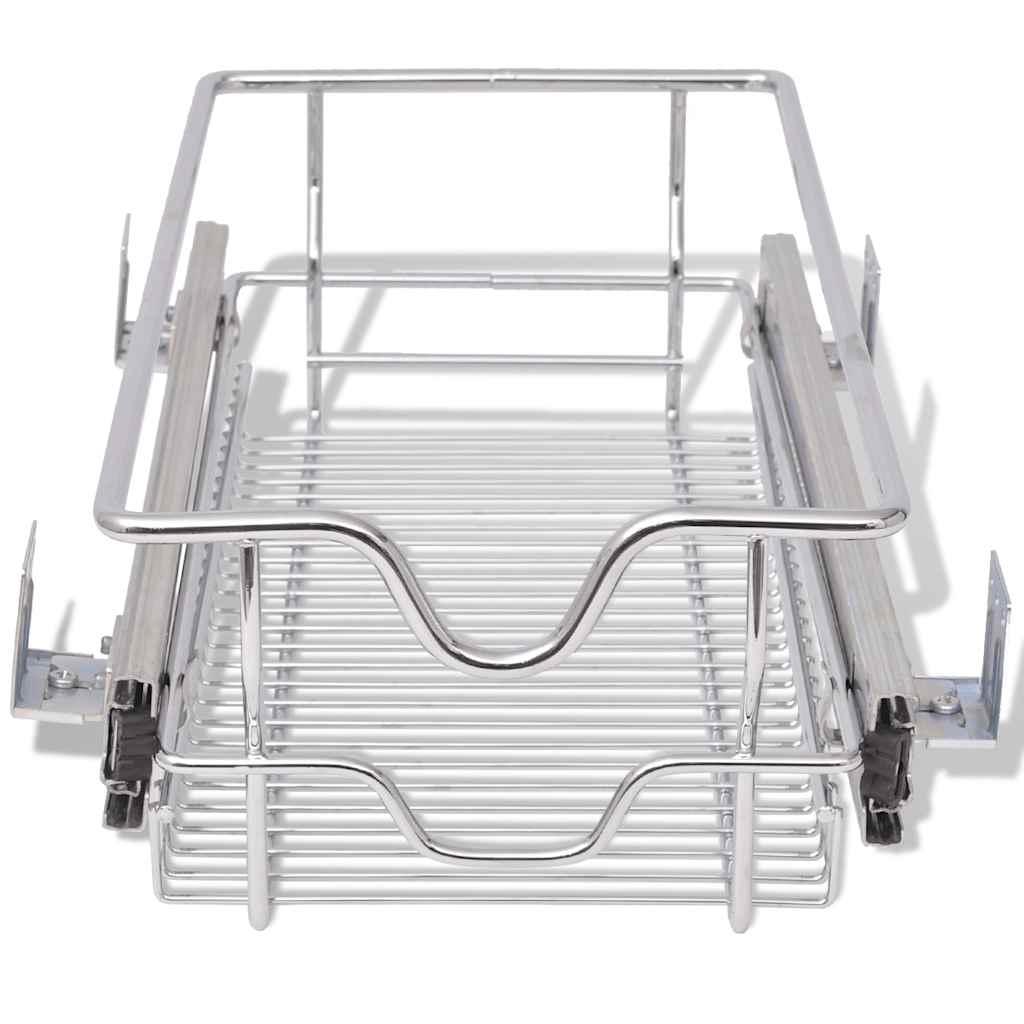 Built-in Drawer Basket Pull-Out 2 pcs. Silver 300 mm