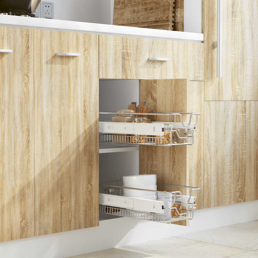 Built-in Drawer Basket Pull-Out 2 pcs. Silver 300 mm