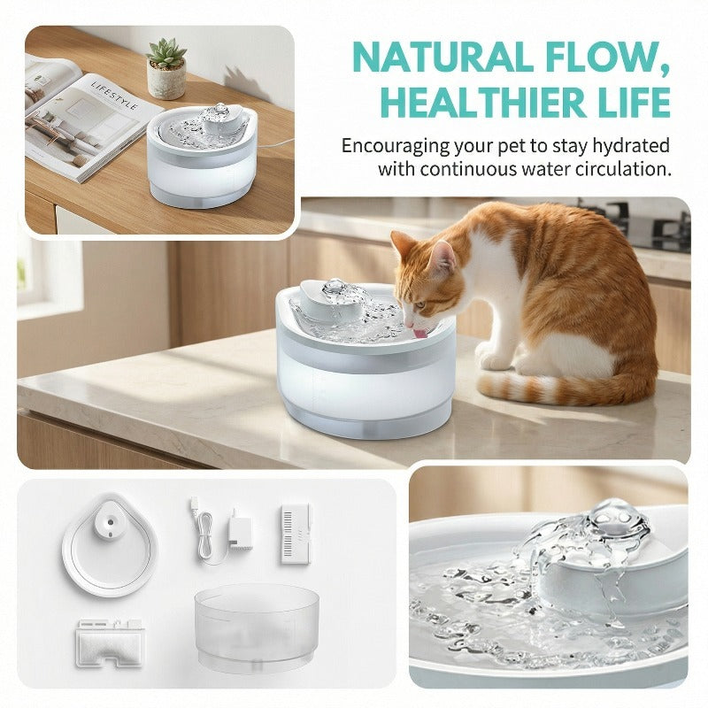 USB Powered 2.5L Automatic Circulating Pet Water Fountain 2500ML Healthy Running Water Drinking Bowl For Indoor Cats