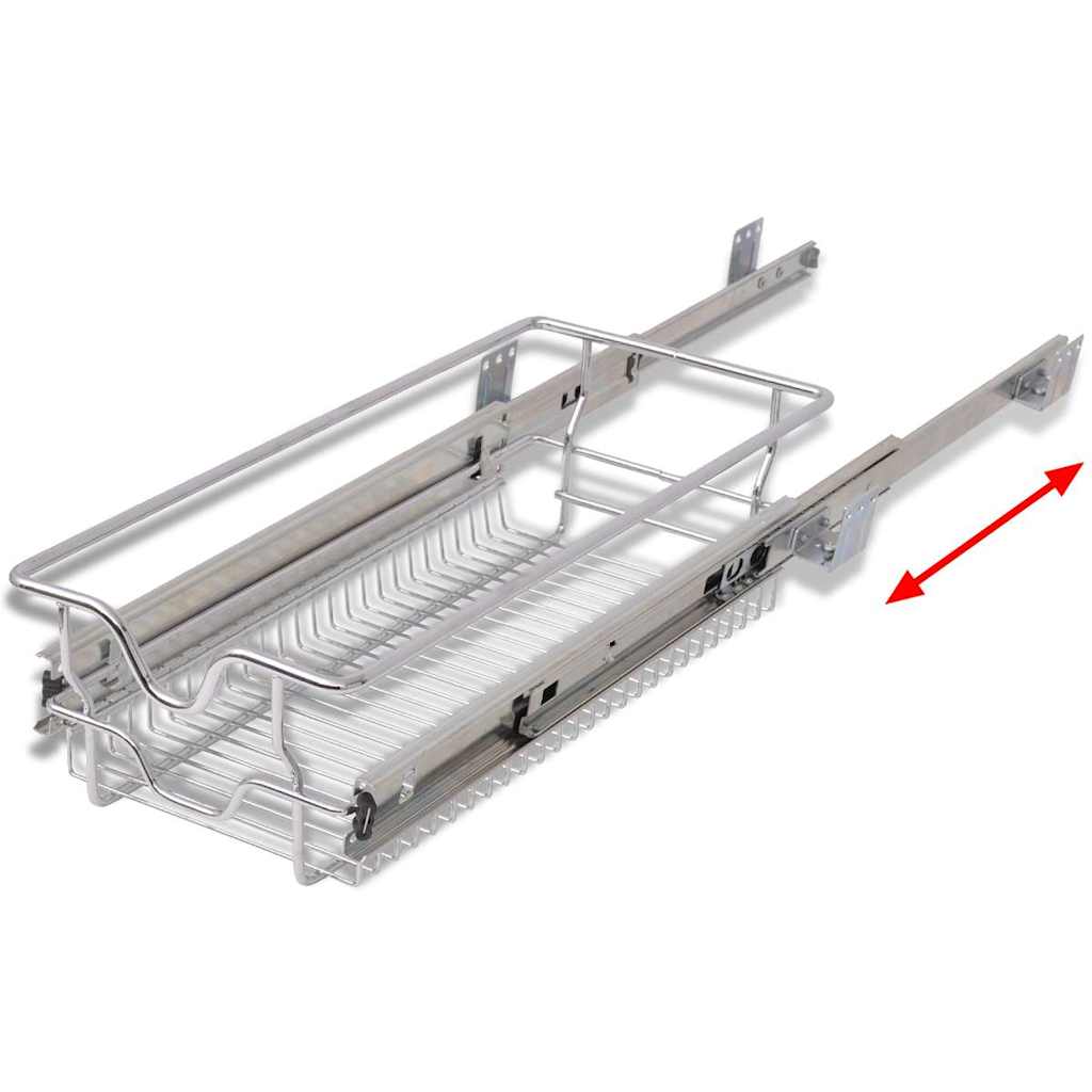 Built-in Drawer Basket Pull-Out 2 pcs. Silver 300 mm