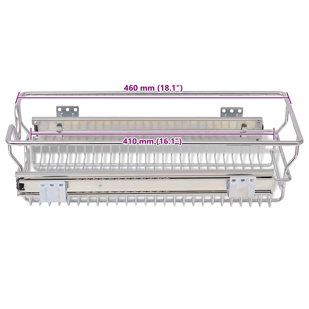 Built-in Drawer Basket Pull-Out 2 pcs. Silver 300 mm