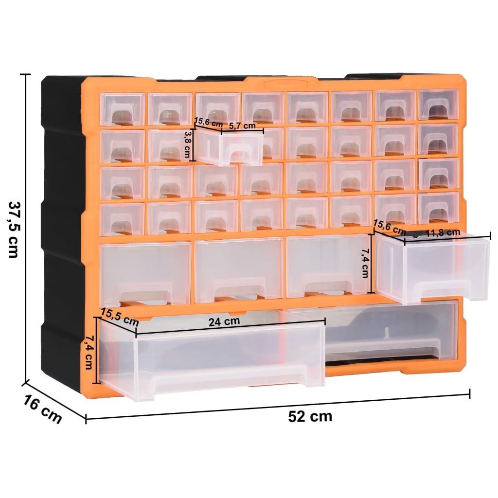 Multi-Drawer Organizer with 38 Drawers 52x16x37.5 cm